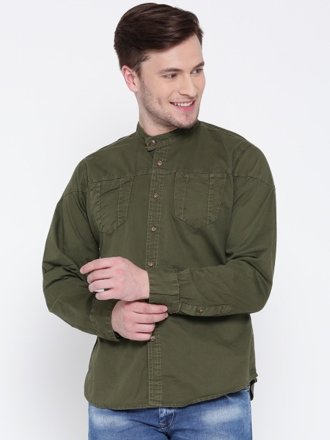 

Roadster Men Olive Green Solid Casual Shirt