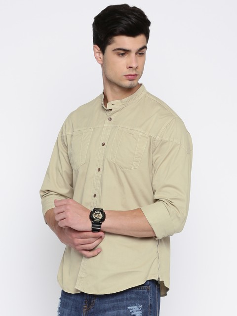 

Roadster Men Beige Regular Fit Solid Casual Shirt