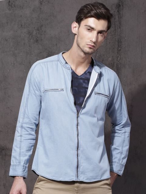 

Roadster Men Blue Slim Fit Solid Casual Shirt