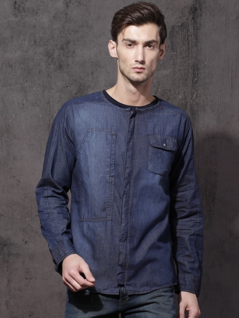 

Roadster Men Blue Slim Fit Faded Casual Shirt