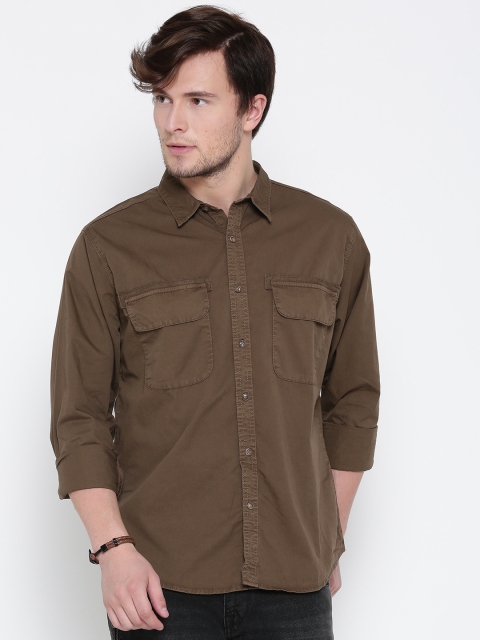 

Roadster Men Brown Solid Casual Shirt