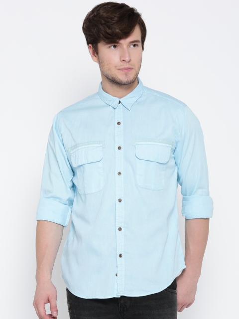 

RDSTR Men Blue Solid Casual Shirt