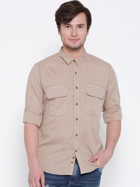 

Roadster Men Beige Solid Casual Shirt