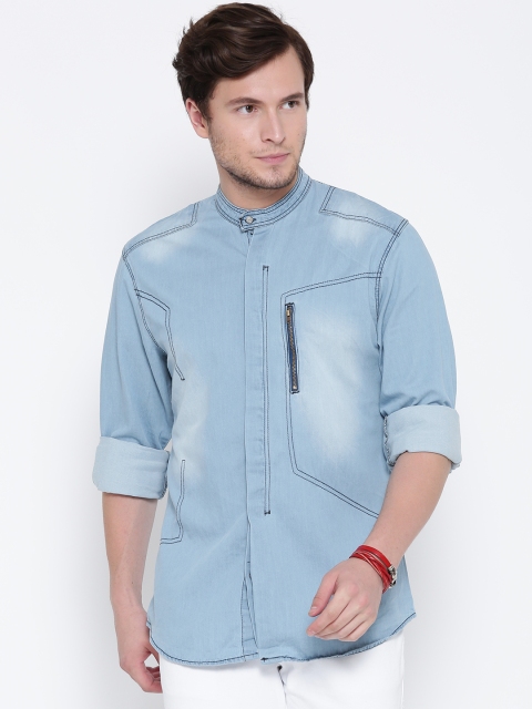 

Roadster Men Blue Regular Fit Faded Denim Shirt