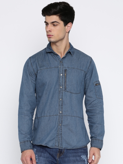 

Roadster Men Blue Regular Fit Faded Casual Shirt