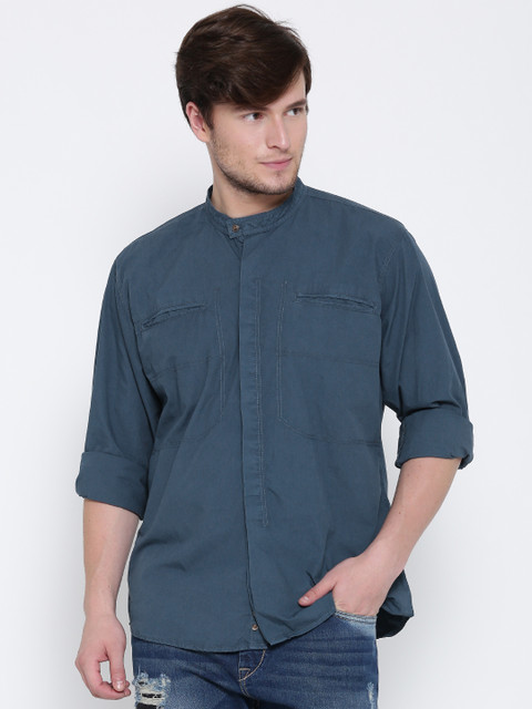 

Roadster Men Navy Solid Casual Shirt, Navy blue