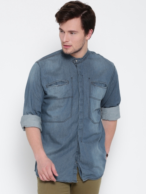 

Roadster Men Blue Washed Denim Shirt