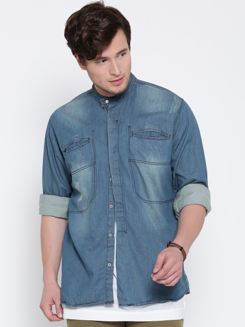 

Roadster Men Blue Solid Casual Denim Shirt