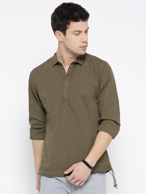 

Roadster Men Olive Green Regular Fit Solid Casual Shirt