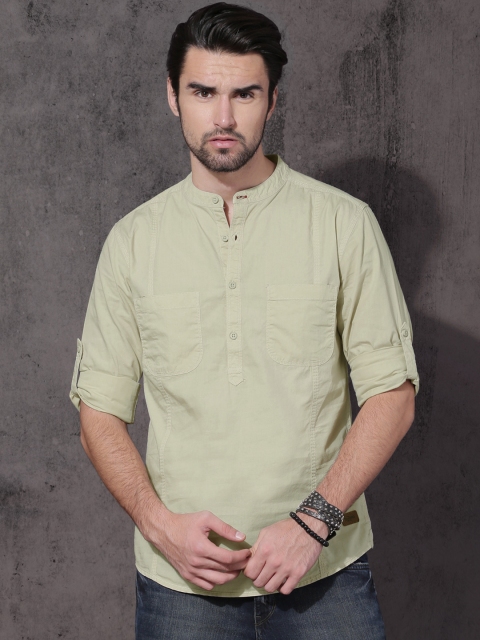 

Roadster Men Beige Slim Fit Solid Casual Shirt