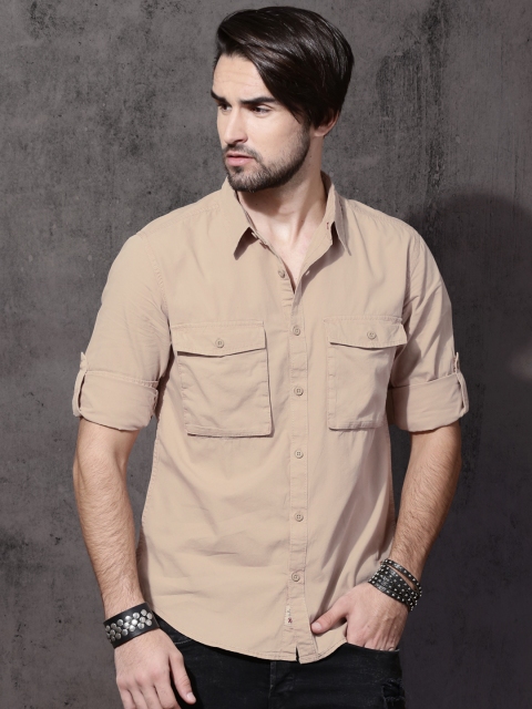 

Roadster Men Khaki Regular Fit Solid Casual Shirt