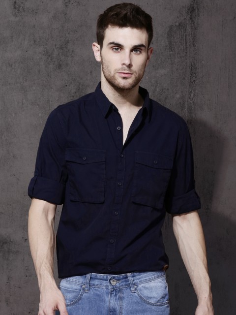 

Roadster Men Navy Blue Regular Fit Solid Casual Shirt