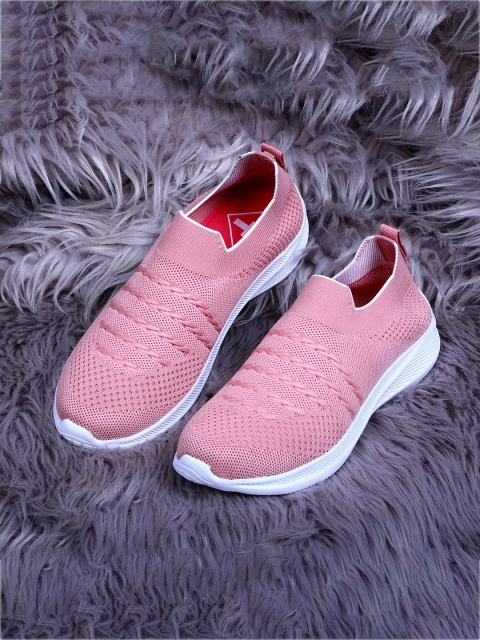

TPENT Women Peach-Coloured Mesh Running Non-Marking Shoes