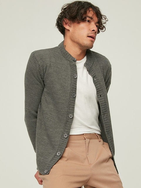 

Trendyol Men Grey Solid Open Front Jacket
