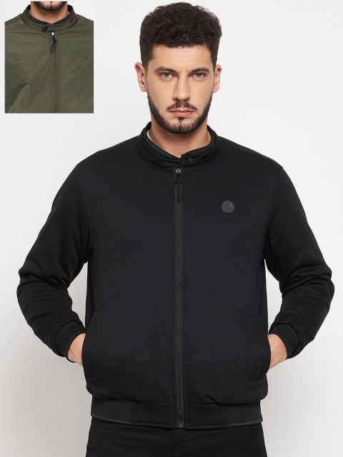 

Okane Men Olive Green Checked Reversible Bomber Jacket
