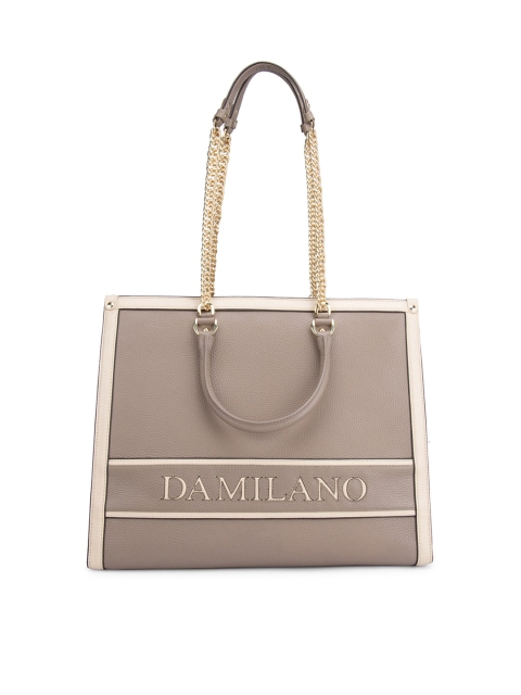 

Da Milano Brown Printed Leather Structured Shoulder Bag