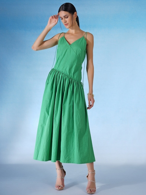 

blue hour Women Solid Midi Dress, Green