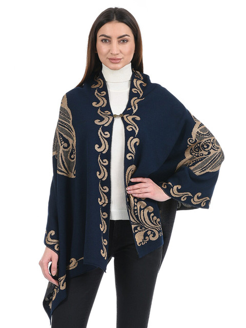 

KEIKO Women Navy Blue & Cream-Coloured Printed Shrug