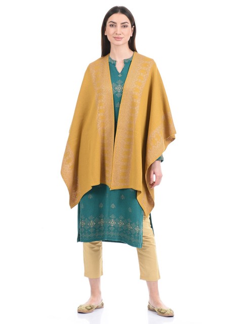 

KEIKO Women Mustard Self Design Shrug