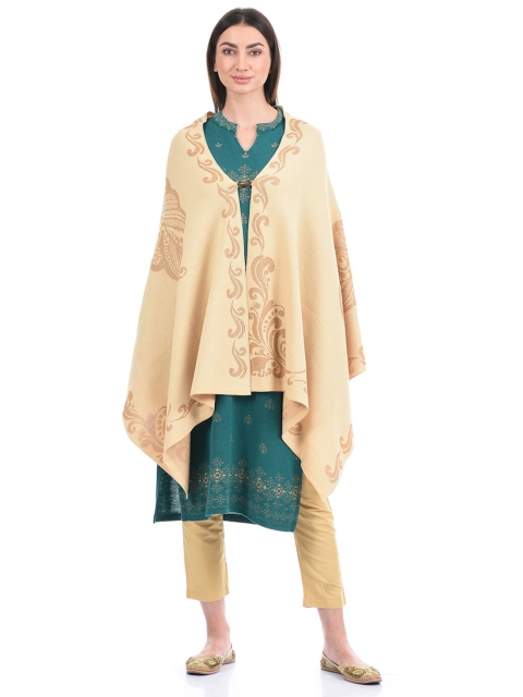 

KEIKO Women Beige & Brown Self Design Shrug