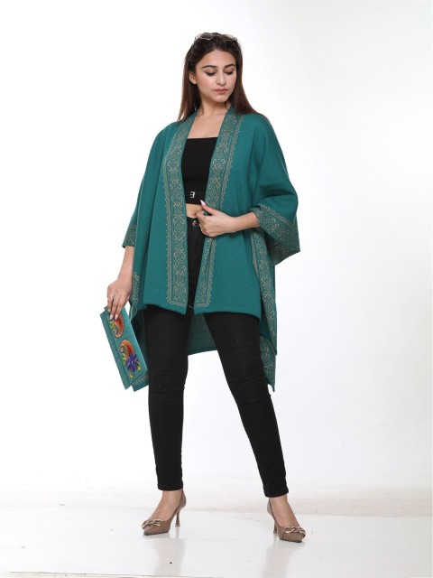 

KEIKO Women Green & Beige Printed Shrug