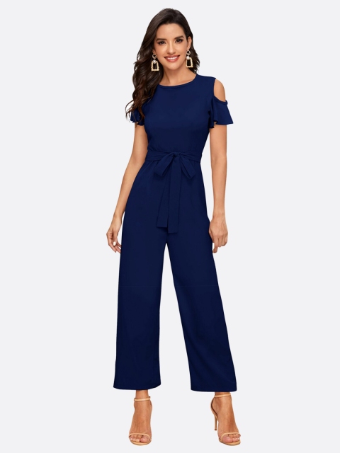 

LONDON BELLY Women Navy Blue Solid Basic Jumpsuit