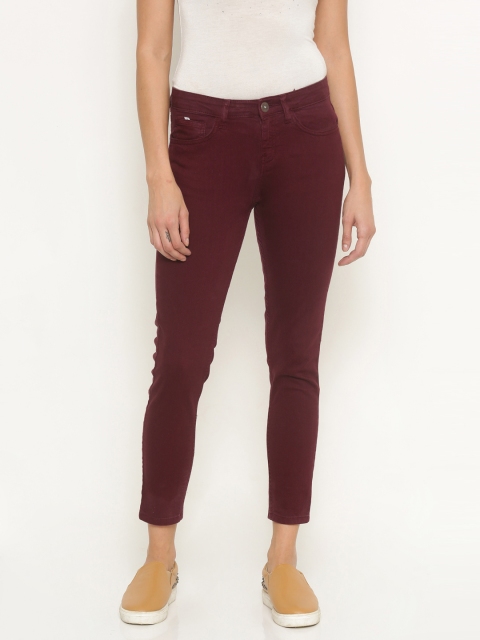 

Jealous 21 Women Burgundy Hottie Slim Fit Mid-Rise Clean Look Stretchable Jeans