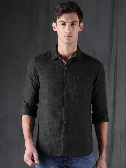 

WROGN Men Black Slim Fit Solid Casual Shirt