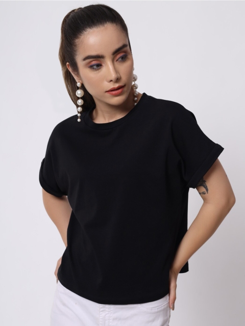 

KEIKO Women Solid Casual Top, Black