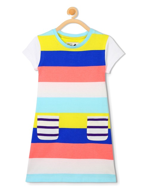 

Cherry Crumble Girls Multicoloured Striped A-Line Dress, Multi