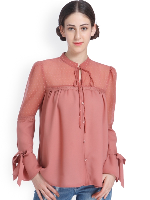 

ONLY Women Pink Solid Shirt Style Top