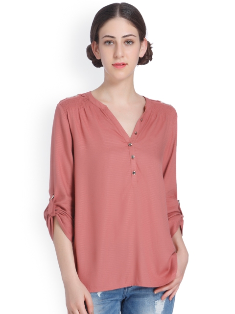 

ONLY Women Pink Self Design Shirt Style Top