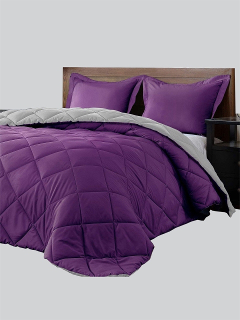 

RAASO Purple & Grey Reversible Microfiber AC Room Single Bed Blanket