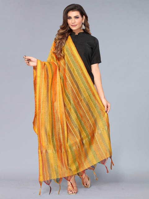 

KALINI Mustard & Orange Striped Dupatta