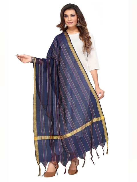 

Nimayaa Women Navy Blue & Gold-Toned Printed Dupatta with Zari