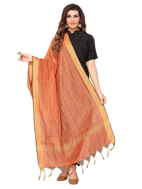 

Nimayaa Women Orange & Mustard Printed Tasselled Dupatta