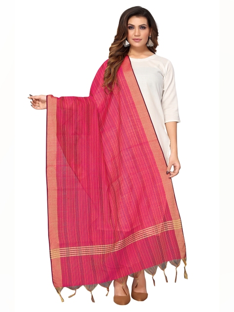 

Nimayaa Women Pink & Beige Striped Dupatta