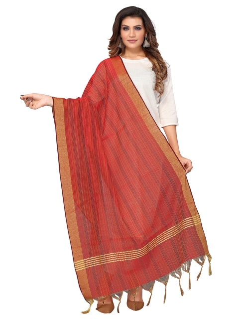 

Nimayaa Red & Golden Striped Dupatta