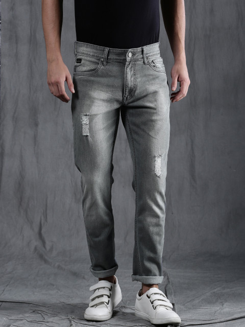 

WROGN Men Grey Slim Fit Mid-Rise Mildly Distressed Stretchable Jeans