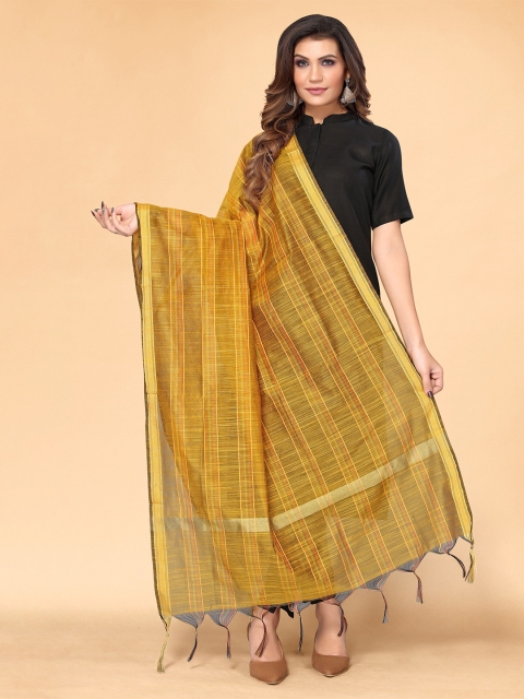 

all about you Women Striped Silk Blend Dupatta, Mustard