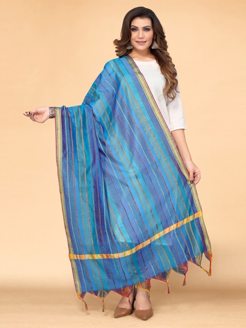 

all about you Blue & Purple Striped Dupatta