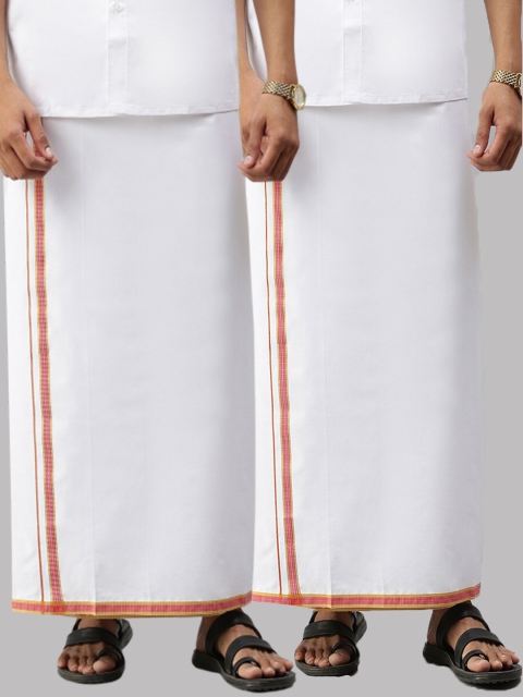 

Ramraj Men Pack Of 2 White Solid Cotton Dhotis