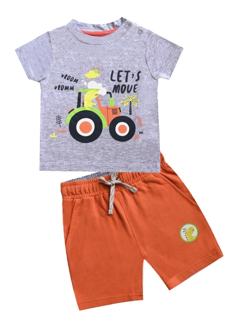 

milou Boys Grey & Black Printed T-shirt with Shorts