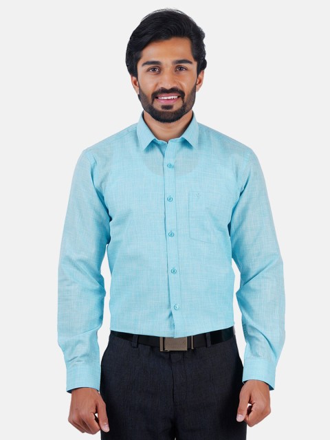 

Ramraj Men Blue Solid Formal Shirt