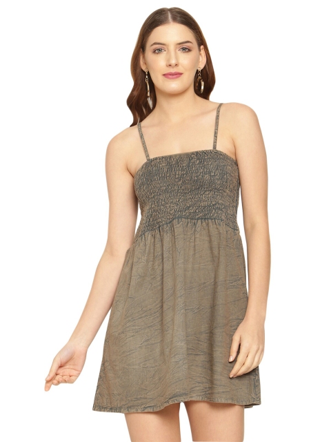 

Aawari Grey Denim Washed Mini Dress