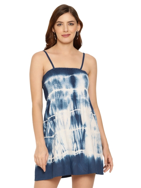 

Aawari Blue & White Tie and Dye A-Line Dress