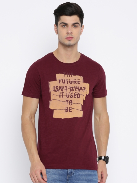 

WROGN Men Maroon Printed T-shirt