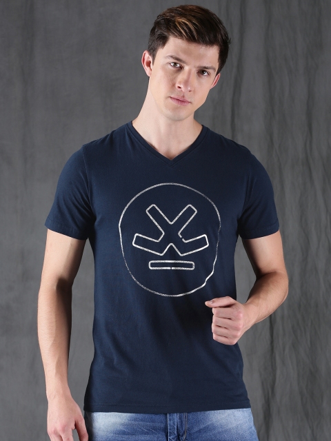 

WROGN Men Navy Printed T-shirt, Navy blue