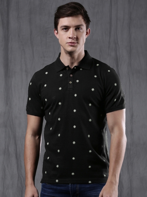 

WROGN Men Blue Printed Polo Collar T-shirt