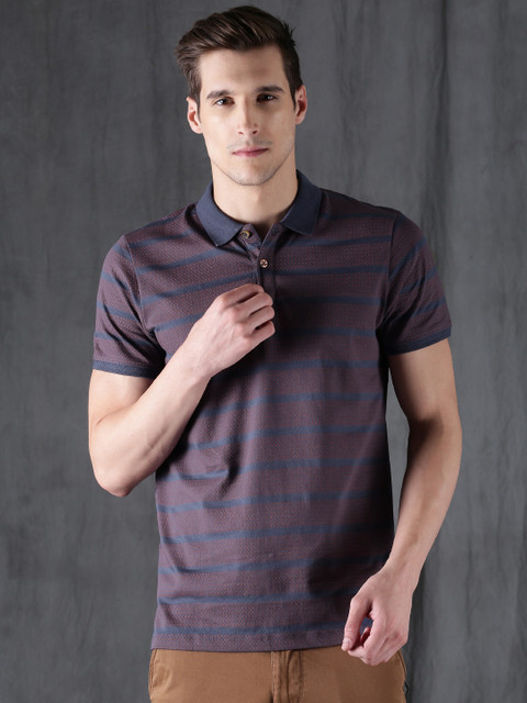 

WROGN Men Blue Printed Polo T-Shirt